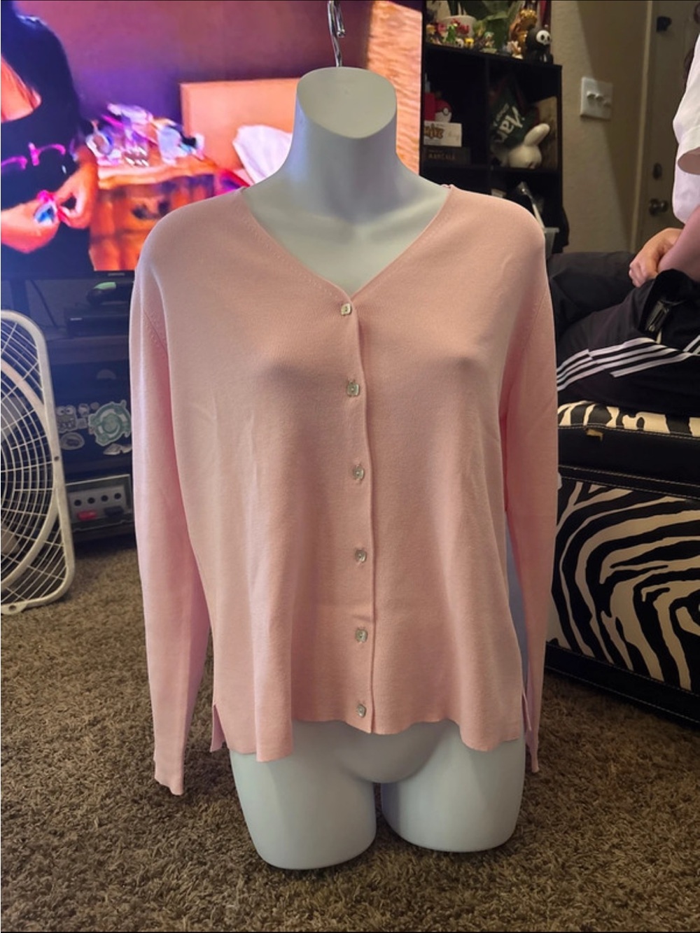 Joseph Light Pink V-Neck Button Front Cardigan